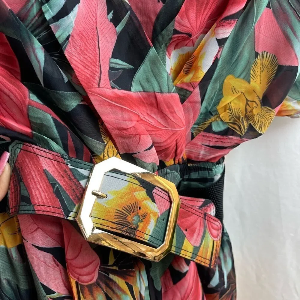 Tropical Kimono Chiffon Romper